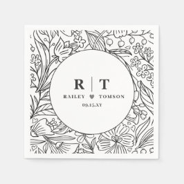 Modern Garden Blommigt Elegant Förlovningsfest Pappersservett