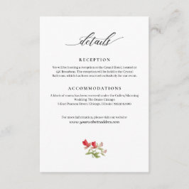 Modern Garden Flowers Handwriter Bröllop Info Tilläggskort