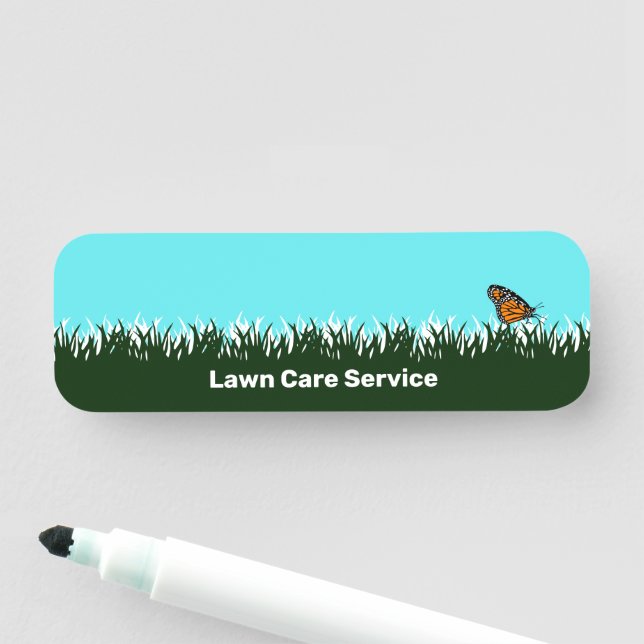 Modern Garden Service Lawn Silhouette Dry Erase Namnbricka (På plats)