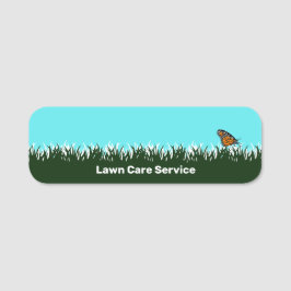 Modern Garden Service Lawn Silhouette Dry Erase Namnbricka