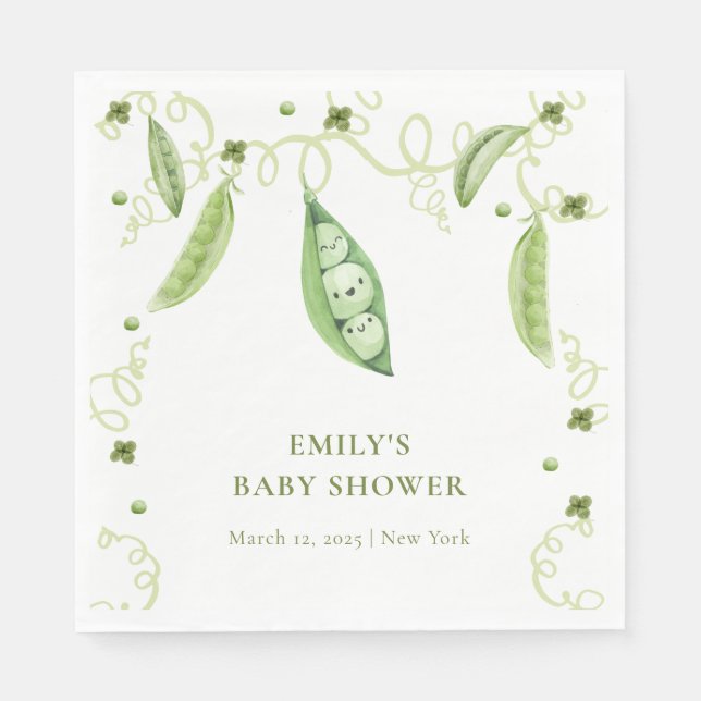 Modern Garden Sweet Pea in Pod Baby Shower Pappersservett (Framsidan)