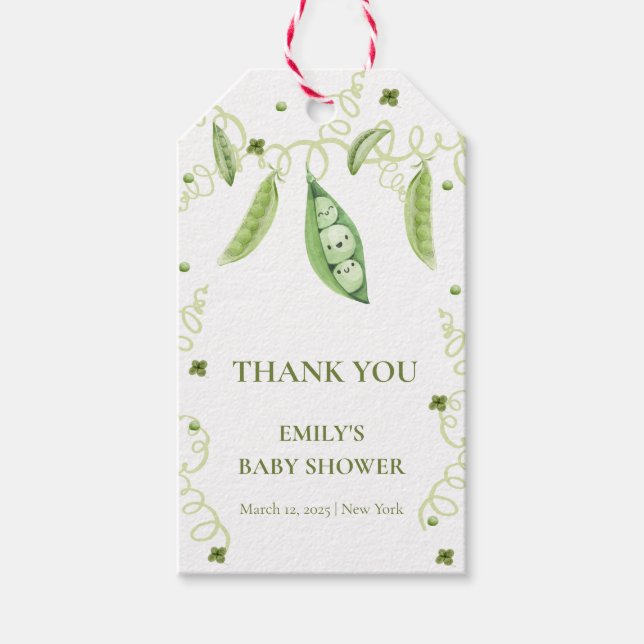 Modern Garden Sweet Pea in Pod Baby Shower Presentetikett (Framsidan)