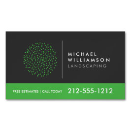 Modern Gardener Landscaping Shrub Logotyp Mörk Grå Magnetiska Visitkort