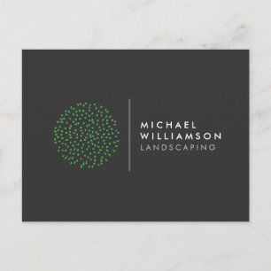 Modern Gardener Landscaping Shrub Logotyp Mörk Grå Vykort