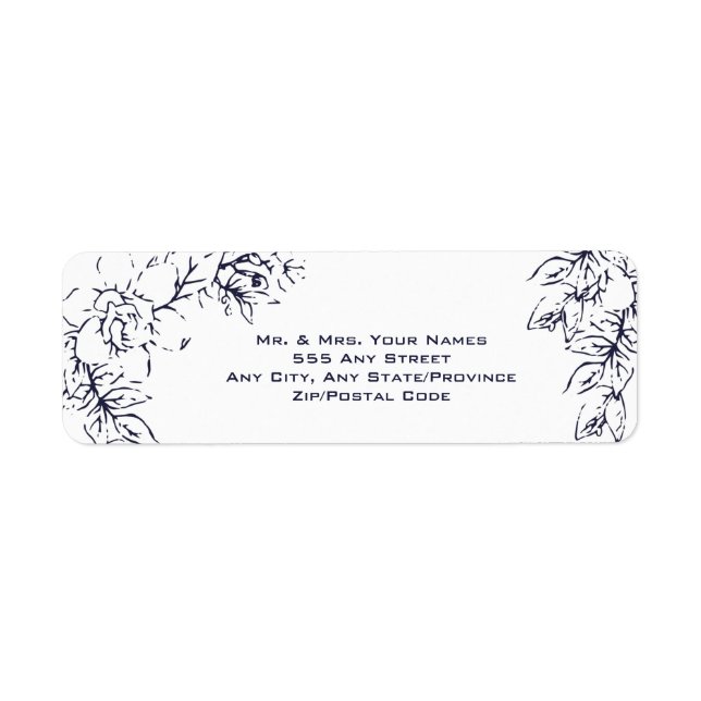 Modern, Gardenia, flottan och , Bröllop Returadress Etikett (Framsidan)