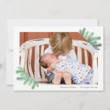 Modern Garland Happiest Holidays Photo Card