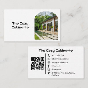 Modern gästhus semesteruthyrning QR-kod foto Visitkort