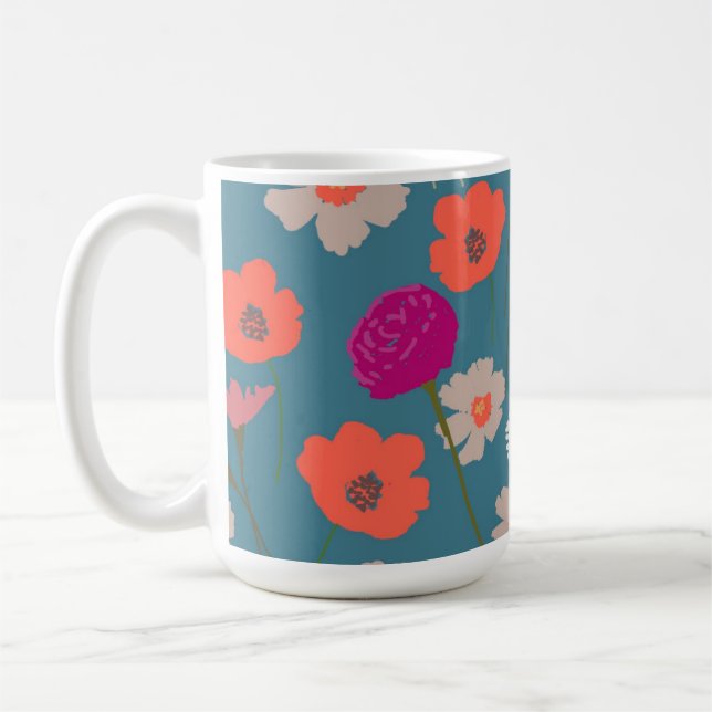 Modern gåva till Blommönstret för hennes+Anpassnin Kaffemugg (Vänster)