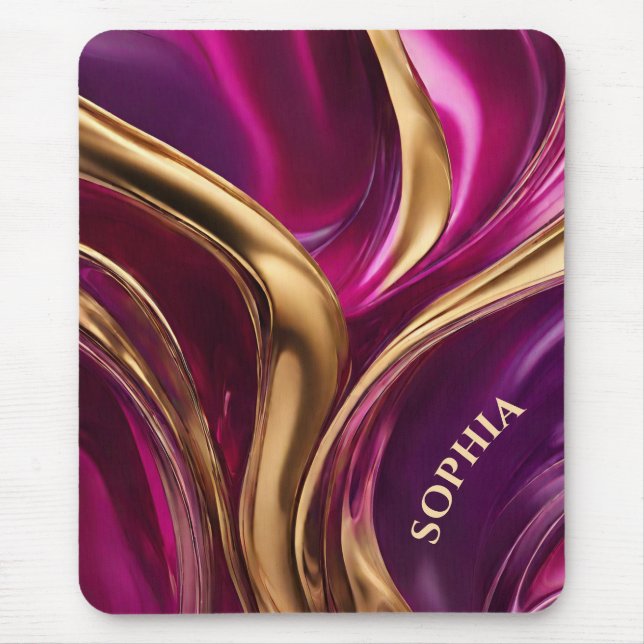 Modern gåva till Hennes-Fuchsias Lila och Guld Musmatta (Framsidan)