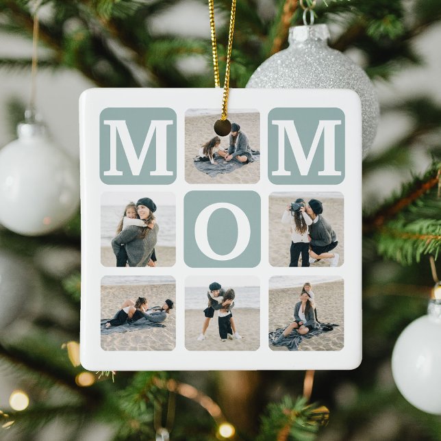 Modern gåva till multifoto Grid Cute MAMMA Julgransprydnad Keramik (Skapare uppladdad)