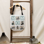 Modern gåva till multifoto Grid Cute MAMMA Tygkasse<br><div class="desc">Skapa din egen väska i MAMMA med den här moderna multifotostödrasterkollage och text. Design innehåller 6 foto med böjda hörnrutor med texten MAMMA i tealblocken som kan ändras till valfri färg. På motsatt sida står texten "Världens bästa Mamma med ett sött citat från mor som kan behållas eller anpassas för...</div>