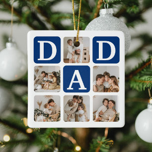 Modern gåva till multifoto Grid Cute PAPPA Julgransprydnad Keramik