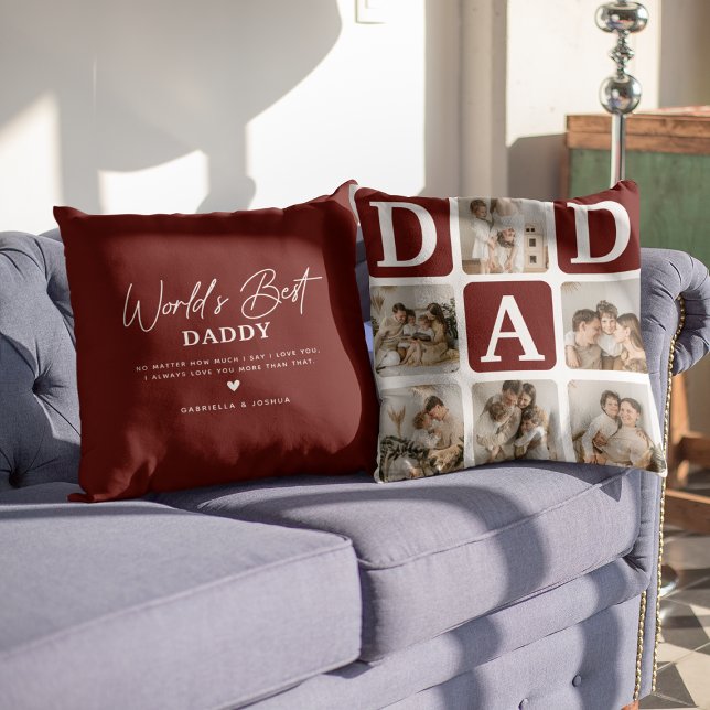Modern gåva till multifoto Grid Cute PAPPA Kudde (Skapare uppladdad)