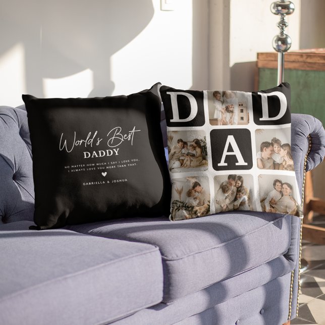 Modern gåva till multifoto Grid Cute PAPPA Kudde (Skapare uppladdad)
