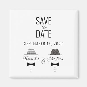 Modern gay bröllop Save The Date-inbjudan Magnet