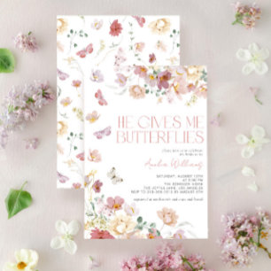 Modern Ge Me Butterflies Rosa Möhippa Inbjudningar