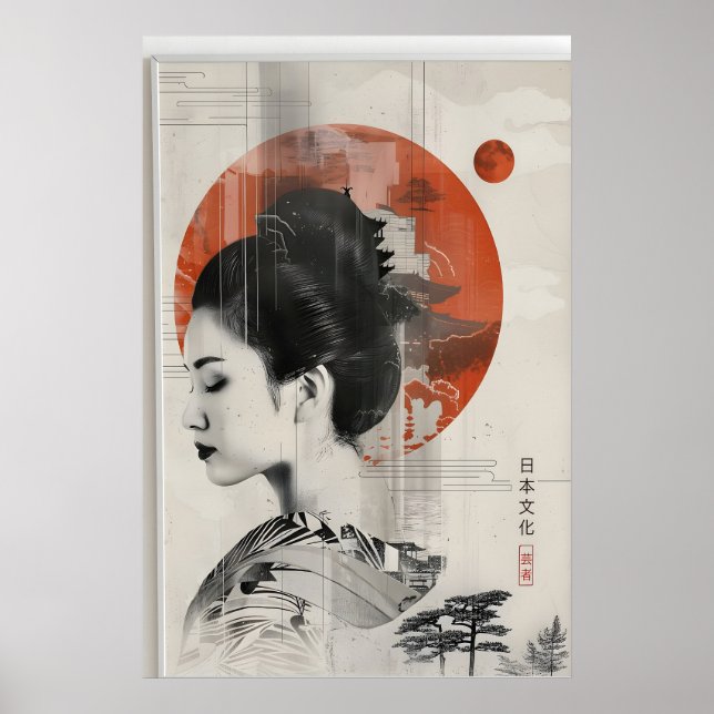 Modern Geisha Väggkonsttryck - Boho Japansk Poster (Framsidan)