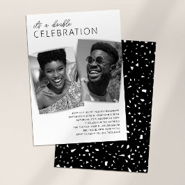 Modern gemensam fotofest för dubbel födelsedag inbjudningar