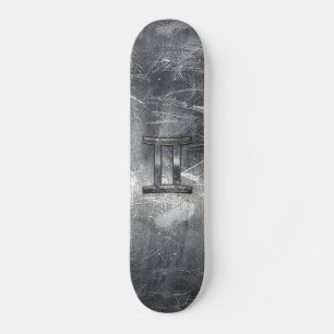 Modern Gemini Zodiac Sign Grunge Distress Stil Old School Skateboard Bräda 21,6 Cm
