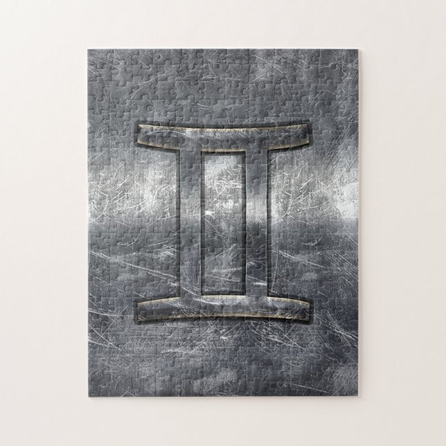Modern Gemini Zodiac Sign Grunge Distress Stil Pussel (Vertikal)