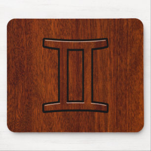 Modern Gemini Zodiac Symbol på Mahogany som print Musmatta