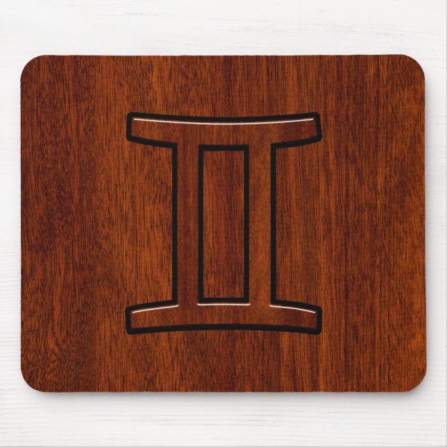 Modern Gemini Zodiac Symbol på Mahogany som print Musmatta (Framsidan)