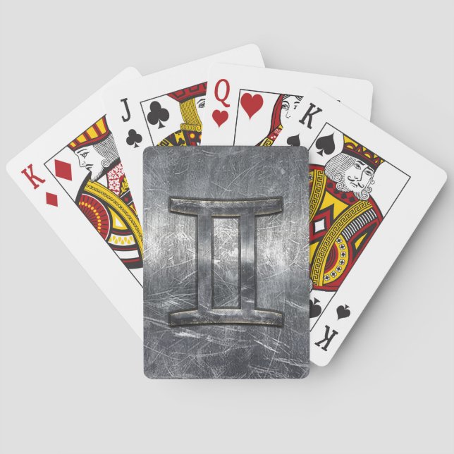 Modern GeminiZodiac undertecknar Grunge bedrövad Casinokort (Baksidan)