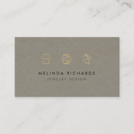 Modern Gemstone Trio Logotyp Jewelry Design Khaki Visitkort