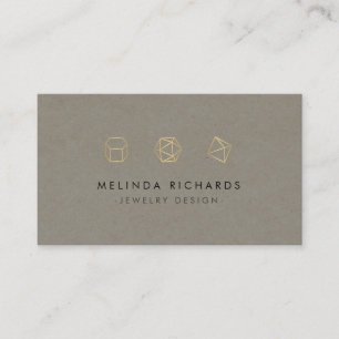 Modern Gemstone Trio Logotyp Jewelry Design Khaki Visitkort