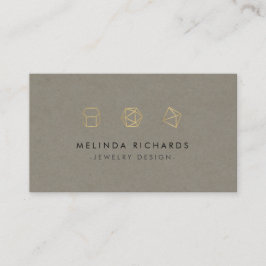 Modern Gemstone Trio Logotyp Jewelry Design Khaki Visitkort