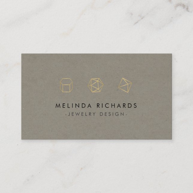 Modern Gemstone Trio Logotyp Jewelry Design Khaki Visitkort (Framsida)