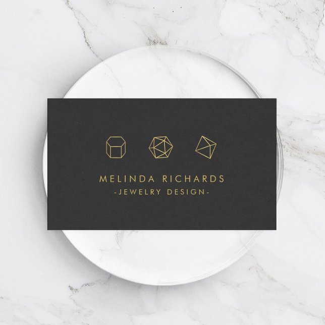 Modern Gemstone Trio Logotyp Judery Design Mörk Gr Visitkort (Skapare uppladdad)