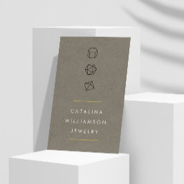 Modern Gemstone Trio Logotyp Lodrät Khaki Visitkort