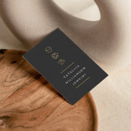 Modern Gemstone Trio Logotyp Lodrät Mörk Grått Visitkort