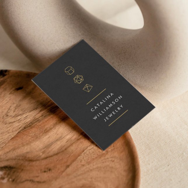 Modern Gemstone Trio Logotyp Lodrät Mörk Grått Visitkort (Skapare uppladdad)