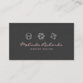 Modern Gemstone Trio-Logotyp Rosa/Mörk Grått Visitkort