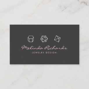 Modern Gemstone Trio-Logotyp Rosa/Mörk Grått Visitkort