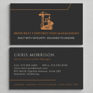 Modern General Construction Management Black Visitkort