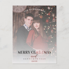 Modern genomskinlig effekt Familjefoto jul Vykort