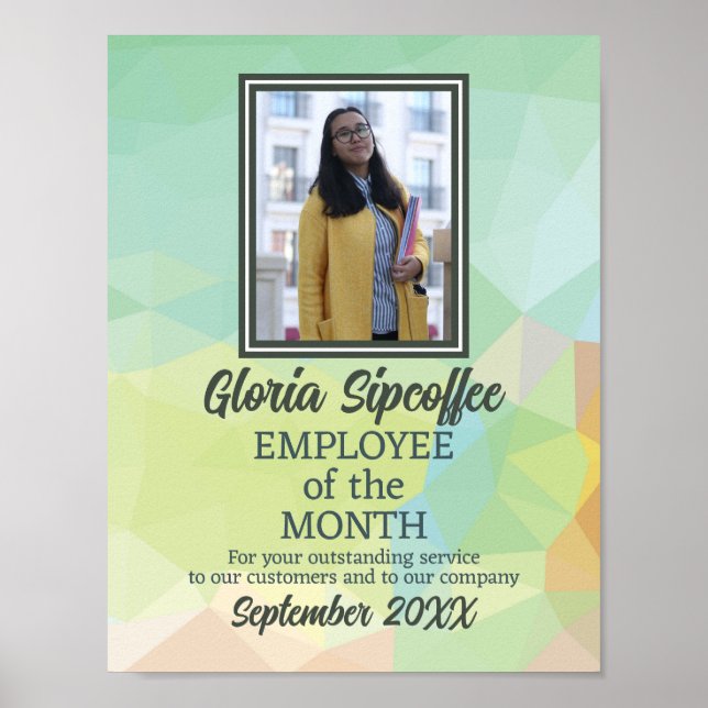 Modern geo-fotoanställd vid månadsbelöningen poster (Framsidan)
