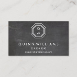 MODERN GEO MONOGRAM octogon geometrisk form grått Visitkort