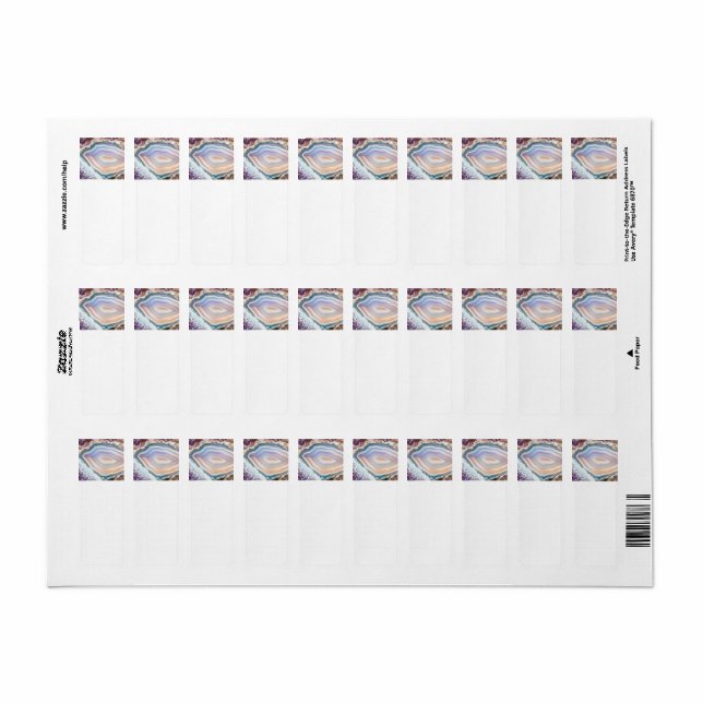 Modern Geode Cyrstal | Crystal Photo Label Returadress Etikett (Helt Ark)