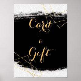 Modern Geometerkort för svart och Guld och gift Poster