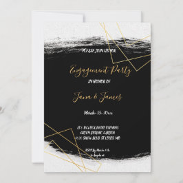 Modern Geometr-Förlovning för svart och Guld Inbjudningar