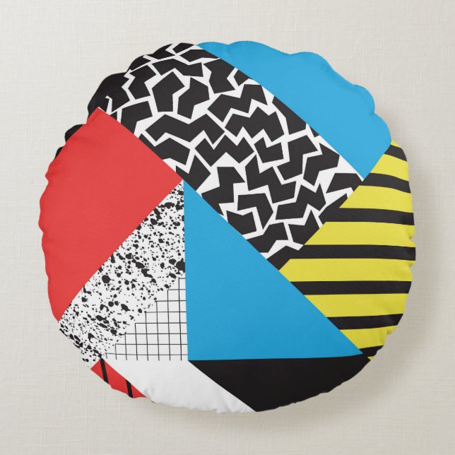 Modern geometri: Abstrakt utan Stil Rund Kudde (Framsidan)