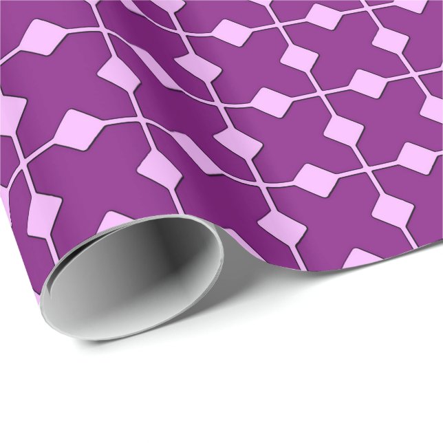 Modern geometri, diamanter - Ametyst lila Presentpapper (Rullad Hörn)