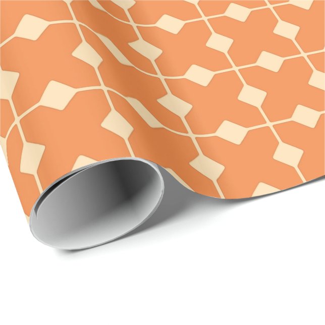 Modern geometri, diamanter - Mandarin-orange Presentpapper (Rullad Hörn)