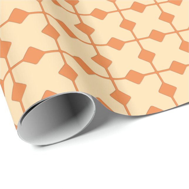 Modern geometri, diamanter - Mandarin-orange Presentpapper (Rullad Hörn)