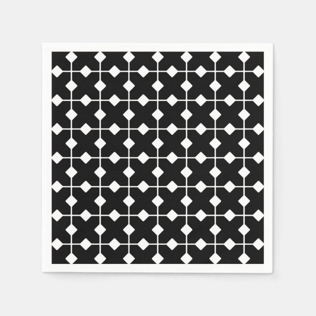 Modern geometri, diamanter - svartvitt pappersservett (Framsidan)