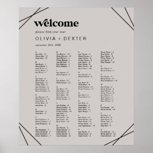 Modern geometri Grått Alfabetiskt sittningsschem Poster